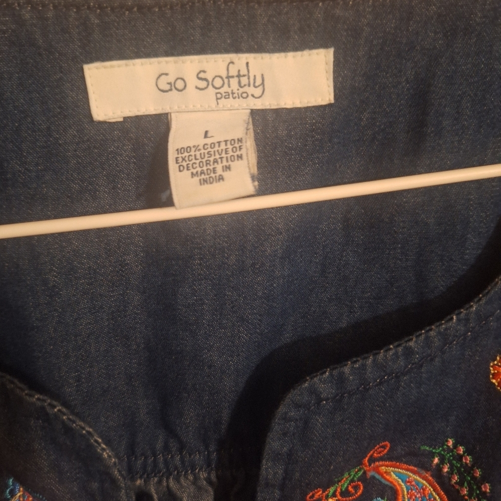 Denim Embroidered Midi Dress - Picture 3 of 11